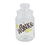 Half Moon Bay | Willy Wonka | Wonka Bar Glass Storage Jar with Lid | Retro 750ml Sweet Biscuit Cookie Canister | Official Merchandise | Whimsical Kitchen Gift for Fans