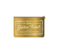 Half Moon Bay Wonka Golden Ticket - Gold Tone/White 9.4 x 6 Inch Polyurethane Zipper Make-Up Pouch, Gold Tone/White, 9.4 x 6 Inch, Golden Ticket