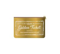 Half Moon Bay Wonka Golden Ticket - Gold Tone/White 9.4 x 6 Inch Polyurethane Zipper Make-Up Pouch, Gold Tone/White, 9.4 x 6 Inch, Golden Ticket
