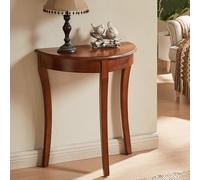 Half Moon Console Table, Solid Wood Sofa Table, Semi-circular Vintage Traditional Decorative Furniture Tables for Entryway, Hallway, Living Room, 25.3" W X 13.5" D X 28" H