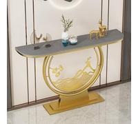 Half-Moon Console Table with Stone Top, Marble Entryway Table for Living Room, Hallway & Entryway, Unique Design Hall Table for Home Décor