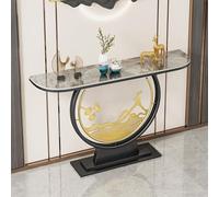 Half-Moon Console Table with Stone Top, Marble Entryway Table for Living Room, Hallway & Entryway, Unique Design Hall Table for Home Décor