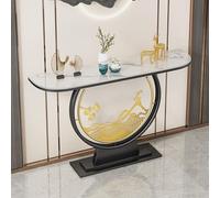 Half-Moon Console Table with Stone Top, Marble Entryway Table for Living Room, Hallway & Entryway, Unique Design Hall Table for Home Décor