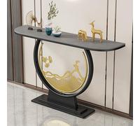 Half-Moon Console Table with Stone Top, Marble Entryway Table for Living Room, Hallway & Entryway, Unique Design Hall Table for Home Décor