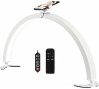 Half Moon Desk Lamp for Nail Tech, 40W Folding Light with Holder, 7 Color Modes & 10 Brightness Levels, Ideal for Tattoo Artists & Beauty Professionals