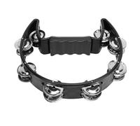 Half Moon Handheld Tambourine Black Cat Shape, Jingle Bells, Non Slip Handle - Durable ABS Material, Ergonomic Design, Ideal for Parties and Music Beginners