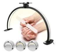 Half Moon Lamp, Foldable 3000-6000k Half Moon Light, Nail Desk Lamp with Phone Holder, LED Nail Light for Desk, White Desk Lamp for Lash Eyelash Extension, Tattoo,Nail, Eyebrow (Black (with diamond))
