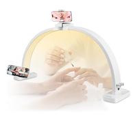 Half Moon Lamp for Nail Desk, 31" Foldable Led Nail Tech Desk Lamp with Phone Holder for Beginner, 40W Half Moon Light with 3 Color & 10 Brightness, Esthetician Lash Light for Nail, Tattoo, Eyebrow