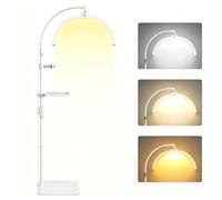 Half Moon Lash Light:22IN Foldable Floor Lamp for Eyelash Extensions,3 Colors/Phone Holder/Storage Tray-360°Rotatable & Height Adjustable-Beauty Light Floor Standing for Salon/Home/Mobile Beauty Techs