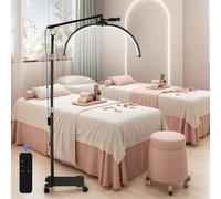 Half Moon LED Lamp with Portable Pulley Base,Beauty Light Floor Standing,Half Moon Light for Eyelash Extensions,Moon Ring Lash Light with 3 Color Temperature for Tattoo, Nails, Beauty, Skincare