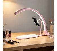 Half Moon LED Light for Nail Tech, Shadow-Free Arch Light with Phone Holder, 240 LED Beads, 3 Color Modes, Dimmer Manicure Half Ring Light for Manicure Technician Use(Pink)