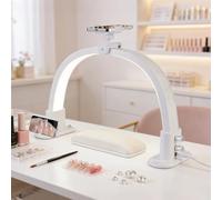 Half Moon Light for Desk, 18.5" Arch Nail Tech Table Lamp with Phone Holder