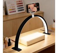 Half Moon Light for Nail Desk, 21.7" Foldable Nail Lamp with Phone Holder