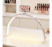 Half Moon Light for Nail Desk,28" Foldable Arch Light with Phone Holder,LED Desk Lamp for Manicure Art with 3 Color Modes 10 Brightness Adjustable for Lash Eyelash Extension,Nail,Tattoo,Eyebrow