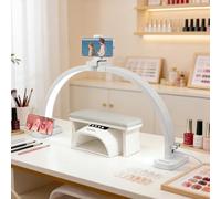 Half Moon Light for Nail Desk: 30.7"Arch Manicure Table Moon Lamp with Phone Holder for Beginner DIY - 45W 3 Color Modes & 10 Brightness Nail Light for Desk - Foldable Nail Lamp for Nail Salon