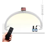 Half Moon Light for Nail Desk, 30 Inch Foldable Nail Desk Lamp with Remote Control & Phone Holder LED Nail Tech Lamp Beauty Gift for Lash Eyelash Extension Tattoo Eyebrows Crafting Skincare(white)