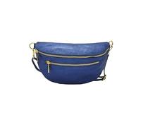 Half Moon Medium Waist Bag Italian Leather Waist Bag - 2 Compartments, Iridescent Blue, One Size, Modern