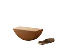 Half-Moon Mind-Body Crescent Flat Top Curved Cork Block Rounded Underside Exercise Aid Natural Wood for Stretching