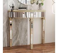 Half-Moon Mirrored Tall Decorative Console Table Semi Sofa Table