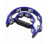 Half Moon Musical Tambourine Handheld Tambourine Double Row Handbell Hand Held Percussion Drum Ergonomic Handle Grip for KTV Party Band and Performance (Blue)
