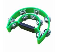 Half Moon Musical Tambourine Handheld Tambourine Double Row Handbell Hand Held Percussion Drum Ergonomic Handle Grip for KTV Party Band and Performance (Green)