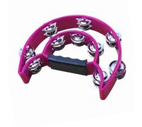 Half Moon Musical Tambourine Handheld Tambourine Double Row Handbell Hand Held Percussion Drum Ergonomic Handle Grip for KTV Party Band and Performance (Purple)