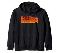 Half Moon, North Carolina Retro 80s Style Zip Hoodie