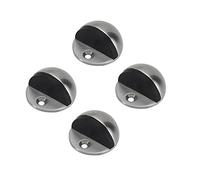 Half Moon Oval Floor Door Stop-Solid Stainless Steel Door Stopper and Rubber Bumper (4 Pcs)