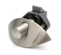 Half Moon Push Button Lock for RV Cabinet 14-16mm Thick Doors, Zinc Alloy Handle with Nylon Base, Secure Latch Catch for Yachts Trailers and Boats(Brushed)