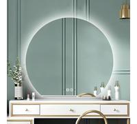 Half Moon Round LED Bathroom Mirror With Lights Semi Circle Frameless AntiFog Makeup Mirror For Wall Entryway Vanity(Middle,63x70cm)