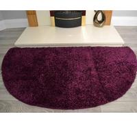 Half Moon Semi Circle Non Slip Machine Washable Hearth Living Room Fireside Rugs (New Burgundy)