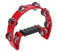 Half Moon Tambourine for Kids - Double Row Handheld Tambourine with 16 Jingles - Plastic Percussion Instrument for Music Classes, Bands, Singers & Musicians - Fun & Durable Musical Toy (Red)