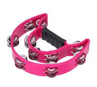 Half Moon Tambourine, Tambourines for Adults Traditional Handheld Musical Instrument Double Row Metal Jingles Hand Held Percussion Drum for KTV, Party, Band
