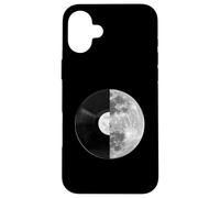 Half Moon Vinyl Record Design - Music Lover Lunar Graphic Case for iPhone 16 Plus