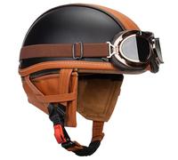 Half Motorcycle Helmet With UV Goggles, German Style Motorcycle Half Helmet, Scooter, Cruiser/Touring, Street Bike, DOT/ECE Approved D,XXL