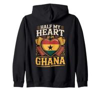 Half My Heart is in Ghana Ghanaian Pride Heritage Zip Hoodie