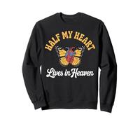 Half My Heart Lives Heaven Butterfly Memorial Husband Widow Sweatshirt
