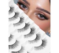 Half Natural Look Cat Eye Corner False Clear Band Lash Pack Fluffy 3D Curly 7 Pairs C02