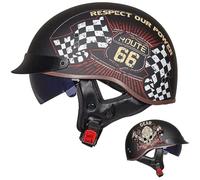 Half Open-Face Brain-Cap Helmet - DOT+ECE Certified Retro Harley Cruiser Chopper Scooter Pilot Jet for Motorcycle, G-M=(57~58cm)