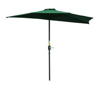 Half Parasol Umbrella 3m x1.5m Metal Frame Crank Green Polyester Wall Mountable