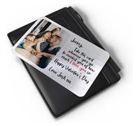 (Half Photo Half Text) Personalised Aluminium Silver Wallet Photo Insert Card, Metal Photo & Message Waller Purse Card, Sentimental Photo Memory Card Keepsake