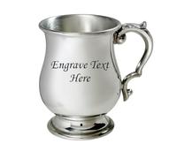 Half Pint Standard Georgian Pewter Tankard - Classic British Beer Mug with Elegant Georgian Style - for Birthday, Wedding, or Father’s Day - Engraving Available