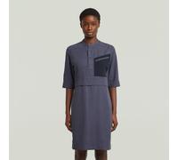 Half Placket Shirt Dress - Dark blue - Women XXS