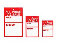 Half Price '1/2 Price Sale was Now' Pricing Tags Hanger Label Cards Free P&P (200, Medium)