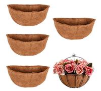 Half Round Basket Liners for Wall Planters - Natural Coco Fiber Replacement Liner for Half Moon Hanging Baskets, 10-16 Inch Sizes,10IN,4PACK