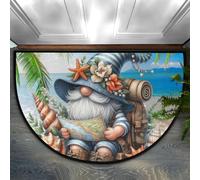 Half Round Door Mat Palm Trees Gnome Non Slip Half Moon Rug Indoor Entrance Washable Half Circle Area Rugs Semi Circle Bathroom Rugs Floor Carpet for Kithen Bedroom Fireplace Decor