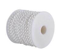 Half Round Flat Back Imitation Pearl Beads Line Chain Trim Pearls for Crafts DIY Craft Supplies Decoration Party 6Mm 25M(White)