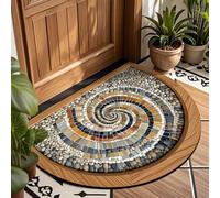 Half Round Front Door Mat for Outdoor - Abstract Cobblestone Pattern Absorbent Rug with Non Slip Backing Velvet Entryway Semi Circle Carpet for Porch Bathroom Kitchen Indoor Use (#12,80x120cm)