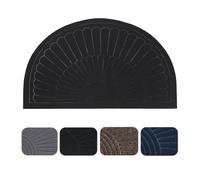 Half Round Front Door Mat Welcome Mats, Absorbent Dirt Trapper Half Circle Doormat Outdoor Indoor Non-Slip Backing Entry Mat Rug Low Profile for Entryway Home High Traffic Area (1, Black)