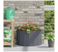 Half Round Garden Planter Anthracite Steel 60x30x35 cm Contemporary Outdoor XL